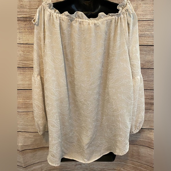Michael Kors white and gold paisley print top on or off shoulder size xl - Picture 2 of 11